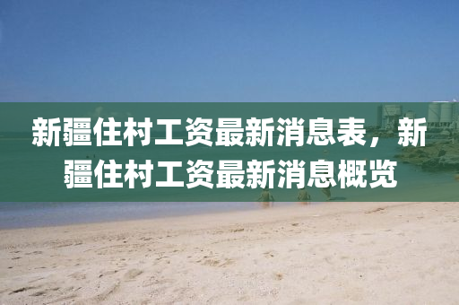 新疆住村工資最新消息表，新疆住村工資最新消息概覽