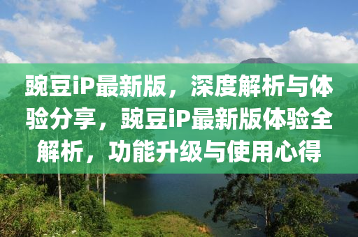 豌豆iP最新版，深度解析與體驗分享，豌豆iP最新版體驗全解析，功能升級與使用心得