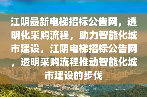 江陰最新電梯招標(biāo)公告網(wǎng)，透明化采購流程，助力智能化城市建設(shè)，江陰電梯招標(biāo)公告網(wǎng)，透明采購流程推動智能化城市建設(shè)的步伐