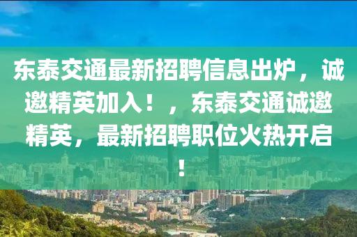 東泰交通最新招聘信息出爐，誠邀精英加入！，東泰交通誠邀精英，最新招聘職位火熱開啟！