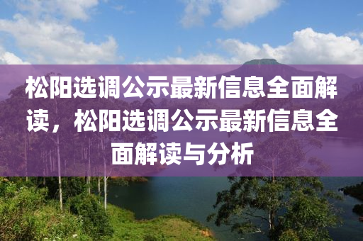 松陽(yáng)選調(diào)公示最新信息全面解讀，松陽(yáng)選調(diào)公示最新信息全面解讀與分析