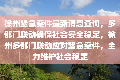 徐州緊急案件最新消息查詢，多部門聯(lián)動(dòng)確保社會(huì)安全穩(wěn)定，徐州多部門聯(lián)動(dòng)應(yīng)對緊急案件，全力維護(hù)社會(huì)穩(wěn)定