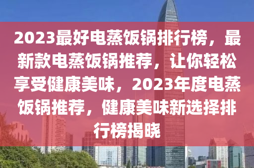 2023最好電蒸飯鍋排行榜，最新款電蒸飯鍋推薦，讓你輕松享受健康美味，2023年度電蒸飯鍋推薦，健康美味新選擇排行榜揭曉