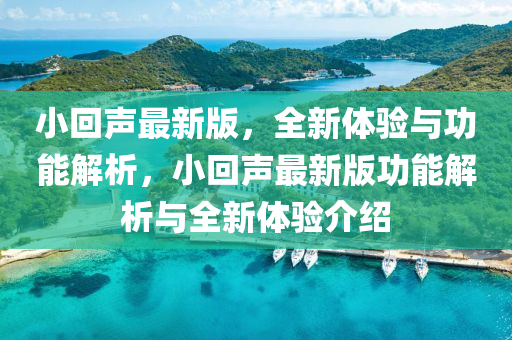 小回聲最新版，全新體驗(yàn)與功能解析，小回聲最新版功能解析與全新體驗(yàn)介紹