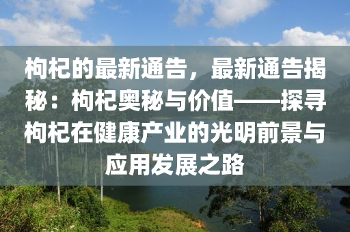 枸杞的最新通告，最新通告揭秘：枸杞奧秘與價(jià)值——探尋枸杞在健康產(chǎn)業(yè)的光明前景與應(yīng)用發(fā)展之路