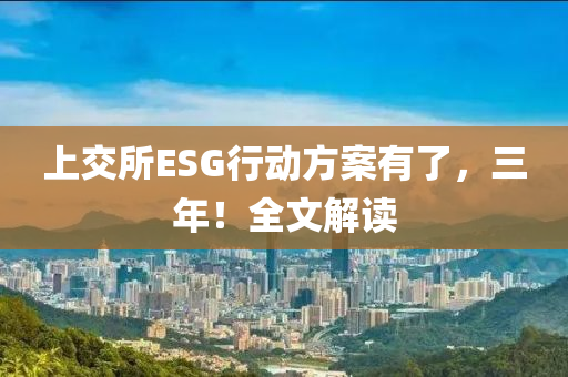 上交所ESG行動(dòng)方案有了，三年！全文解讀
