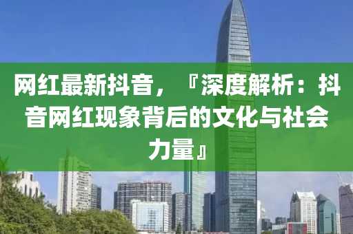 網(wǎng)紅最新抖音，『深度解析：抖音網(wǎng)紅現(xiàn)象背后的文化與社會力量』