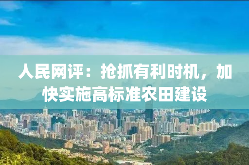 人民網(wǎng)評：搶抓有利時機，加快實施高標準農(nóng)田建設