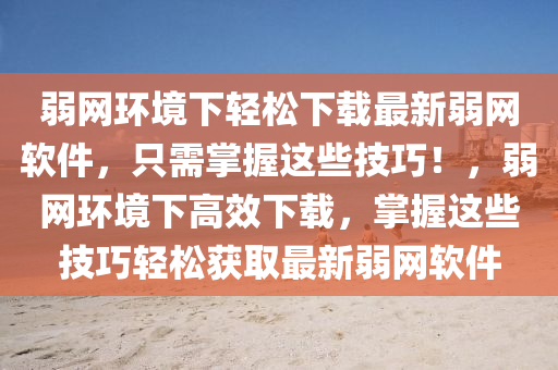 弱網環(huán)境下輕松下載最新弱網軟件，只需掌握這些技巧！，弱網環(huán)境下高效下載，掌握這些技巧輕松獲取最新弱網軟件