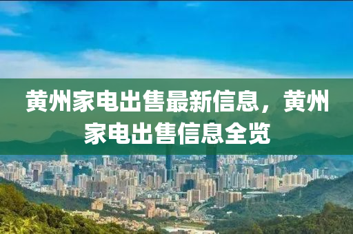 黃州家電出售最新信息，黃州家電出售信息全覽