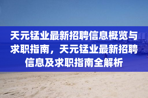 天元錳業(yè)最新招聘信息概覽與求職指南，天元錳業(yè)最新招聘信息及求職指南全解析