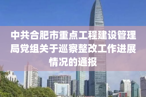 中共合肥市重點工程建設(shè)管理局黨組關(guān)于巡察整改工作進展情況的通報