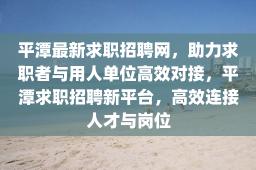 平潭最新求職招聘網(wǎng)，助力求職者與用人單位高效對接，平潭求職招聘新平臺，高效連接人才與崗位