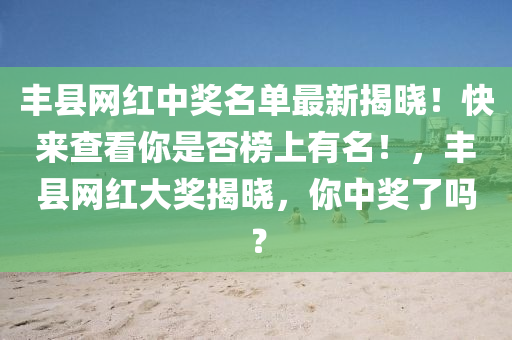 豐縣網(wǎng)紅中獎名單最新揭曉！快來查看你是否榜上有名！，豐縣網(wǎng)紅大獎揭曉，你中獎了嗎？