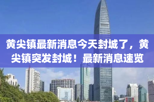 黃尖鎮(zhèn)最新消息今天封城了，黃尖鎮(zhèn)突發(fā)封城！最新消息速覽