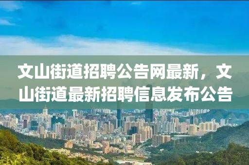 文山街道招聘公告網(wǎng)最新，文山街道最新招聘信息發(fā)布公告