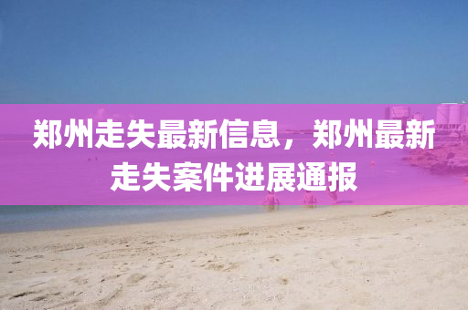 鄭州走失最新信息，鄭州最新走失案件進(jìn)展通報(bào)