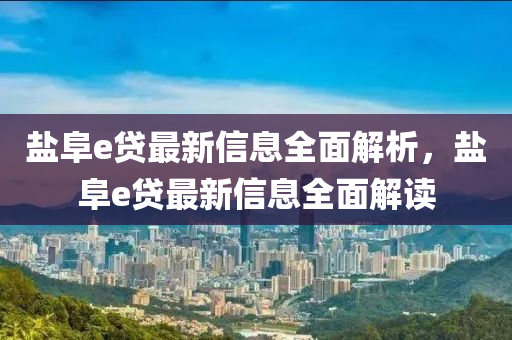 鹽阜e貸最新信息全面解析，鹽阜e貸最新信息全面解讀
