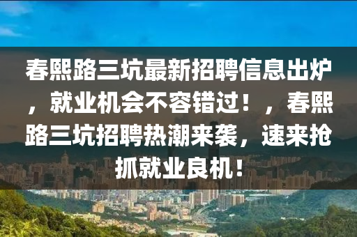春熙路三坑最新招聘信息出爐，就業(yè)機(jī)會(huì)不容錯(cuò)過(guò)！，春熙路三坑招聘熱潮來(lái)襲，速來(lái)?yè)屪ゾ蜆I(yè)良機(jī)！